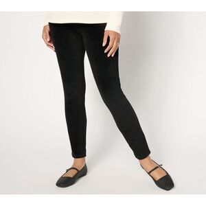 Quacker Factory Women's Pants Sz S Corduroy Flat Waistband Jegging Black A671325